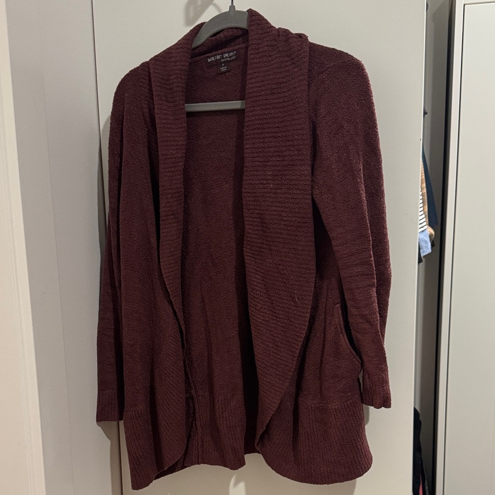 Barefoot Dreams Burgundy Open Front Cardigan